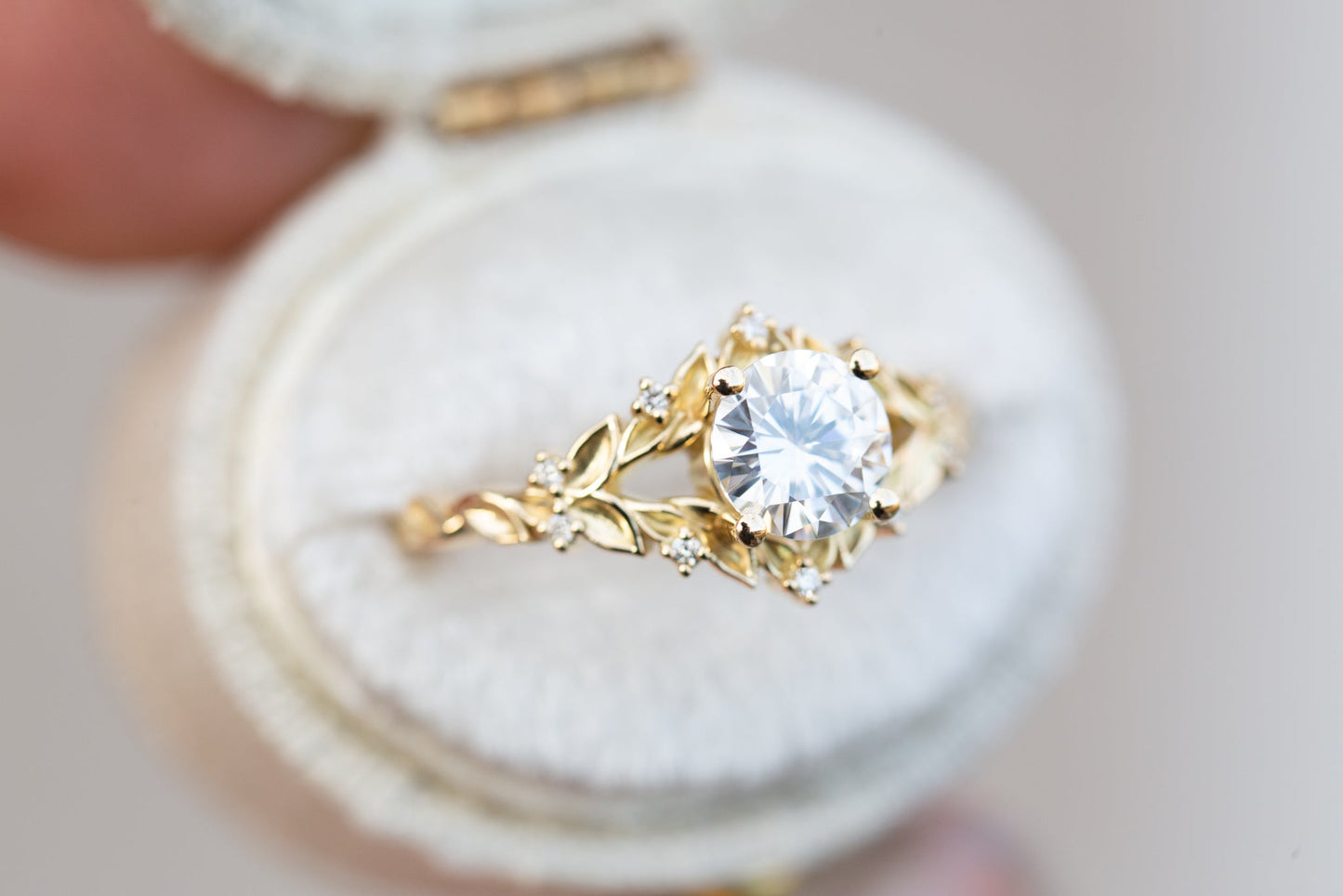 Oramore jewelryBriar rose with 6mm round moissanite