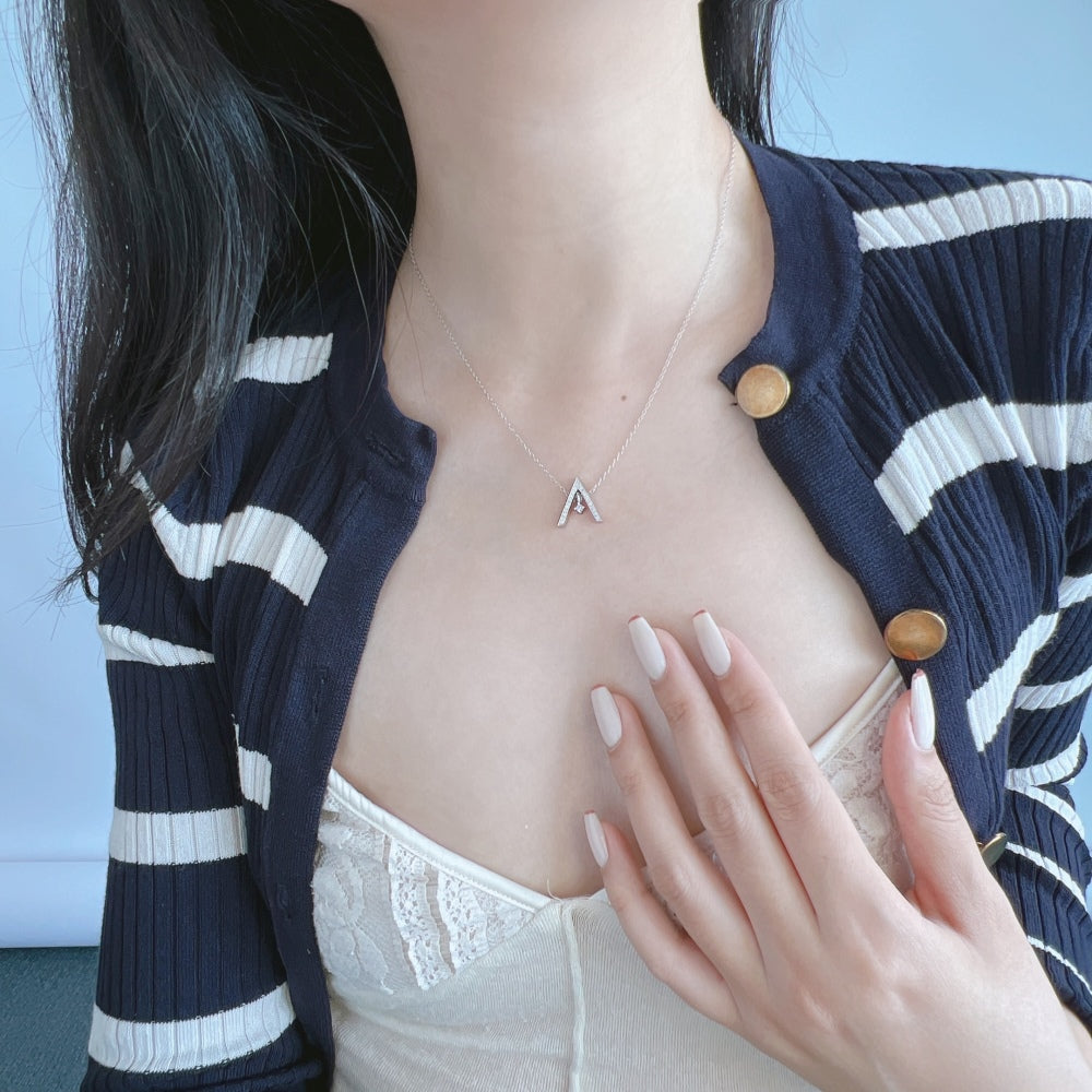 [Oramore Jewelry]Sparkling A Shape Necklace