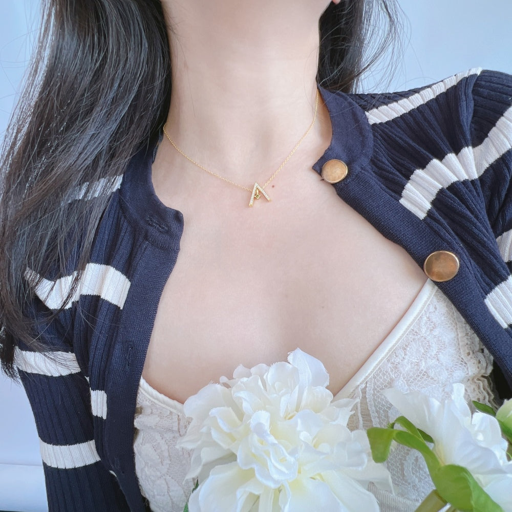 [Oramore Jewelry]Sparkling A Shape Necklace