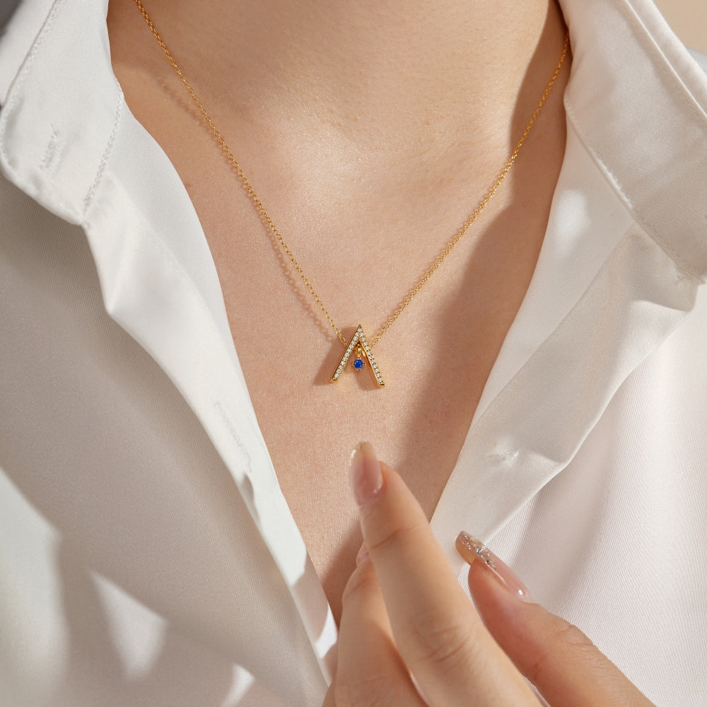 [Oramore Jewelry]Sparkling A Shape Necklace