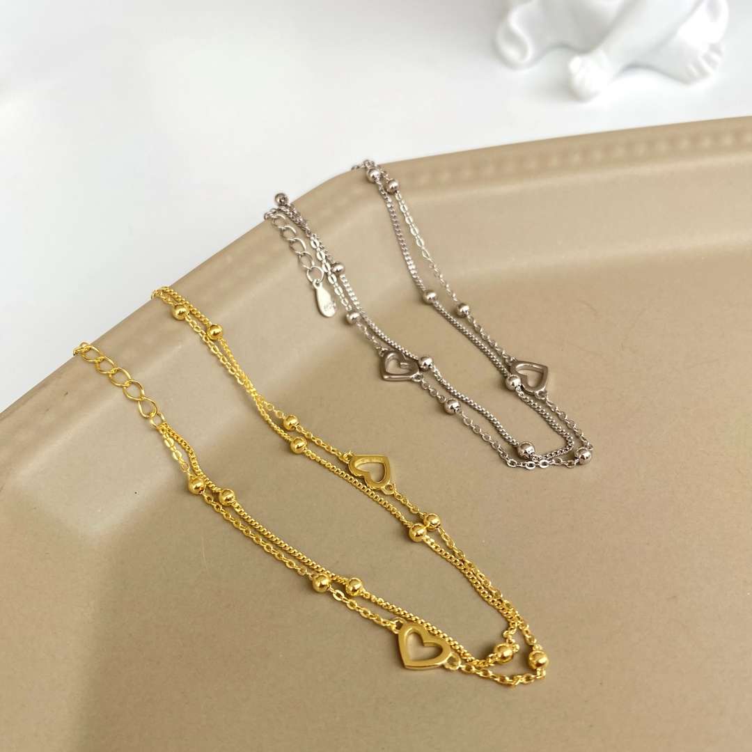 [Oramore Jewelry]Dainty Double Layer Love Heart Bracelet