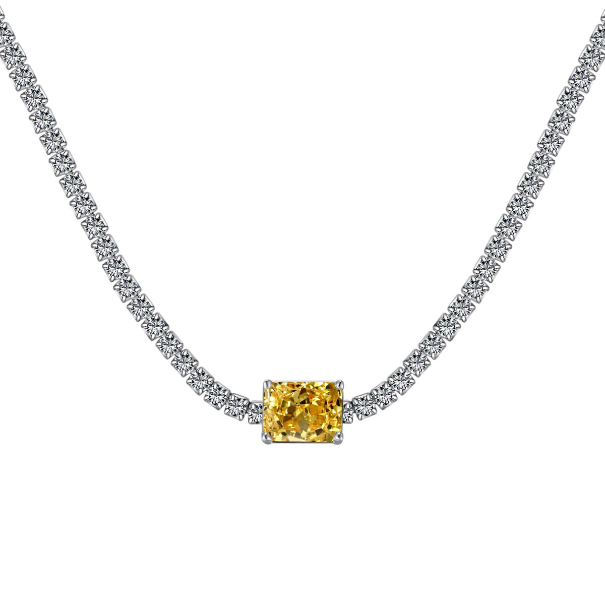[Oramore Jewelry]2.0 carat Ornate Emerald Cut Necklace