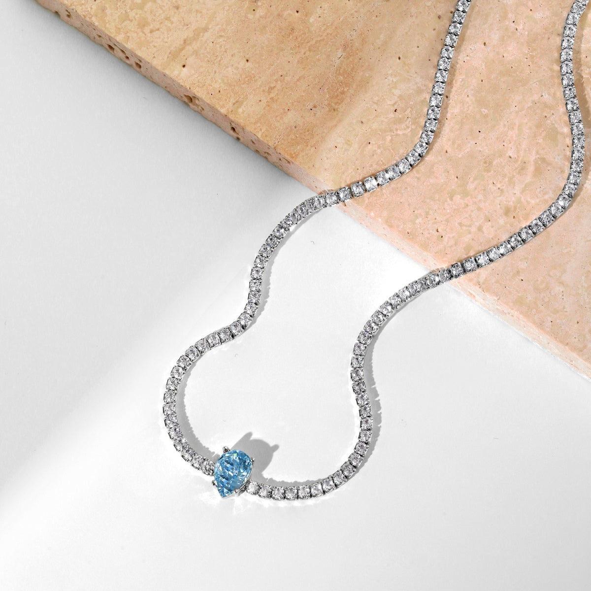 [Oramore Jewelry]1.0 carat Unique Pear Cut Tennis Necklace