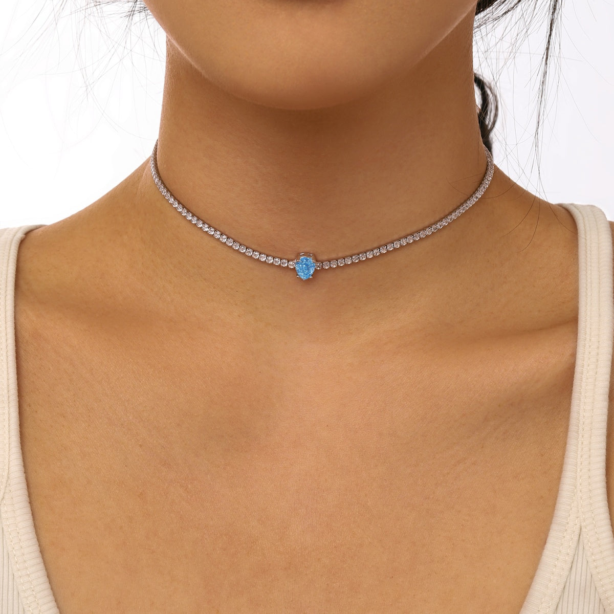 [Oramore Jewelry]1.0 carat Unique Pear Cut Tennis Necklace
