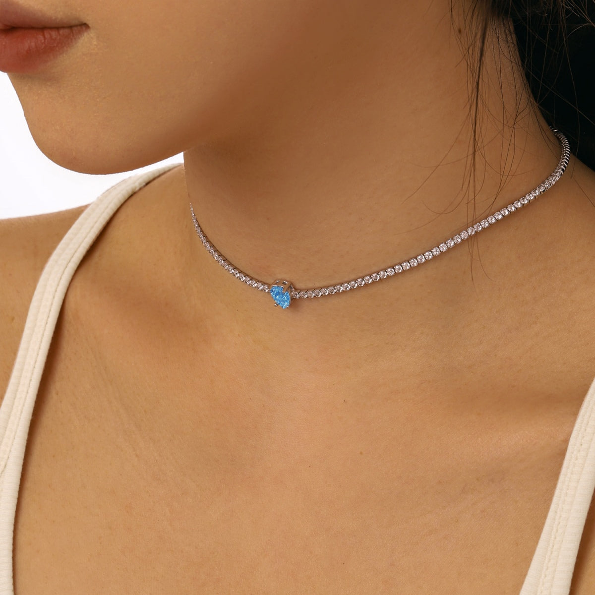 [Oramore Jewelry]1.0 carat Unique Pear Cut Tennis Necklace