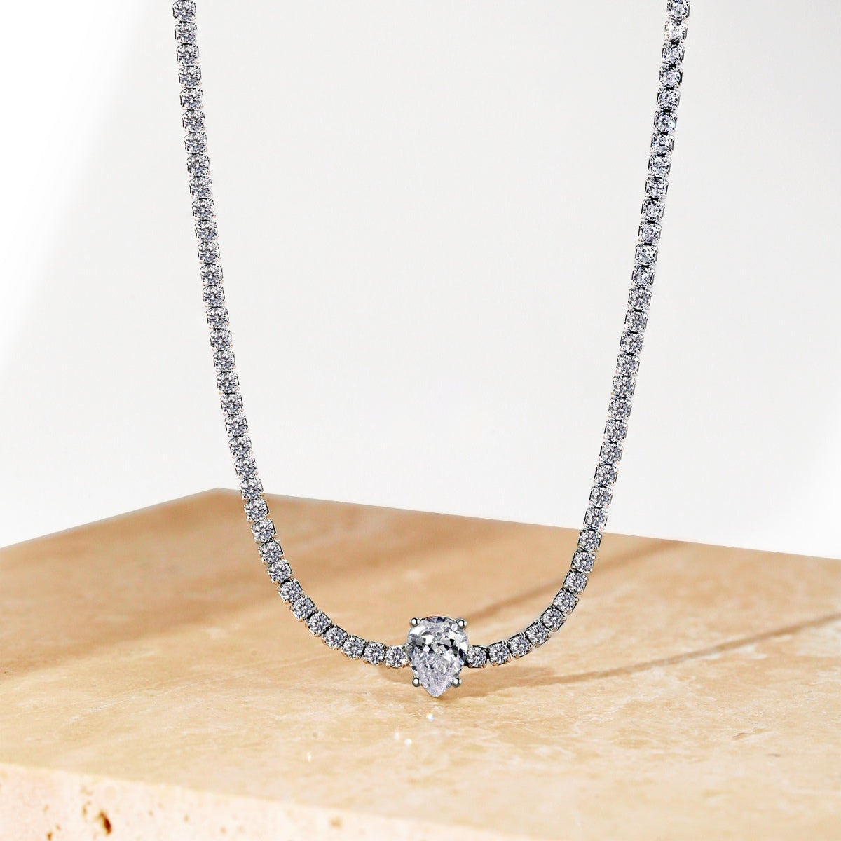 [Oramore Jewelry]1.0 carat Unique Pear Cut Tennis Necklace