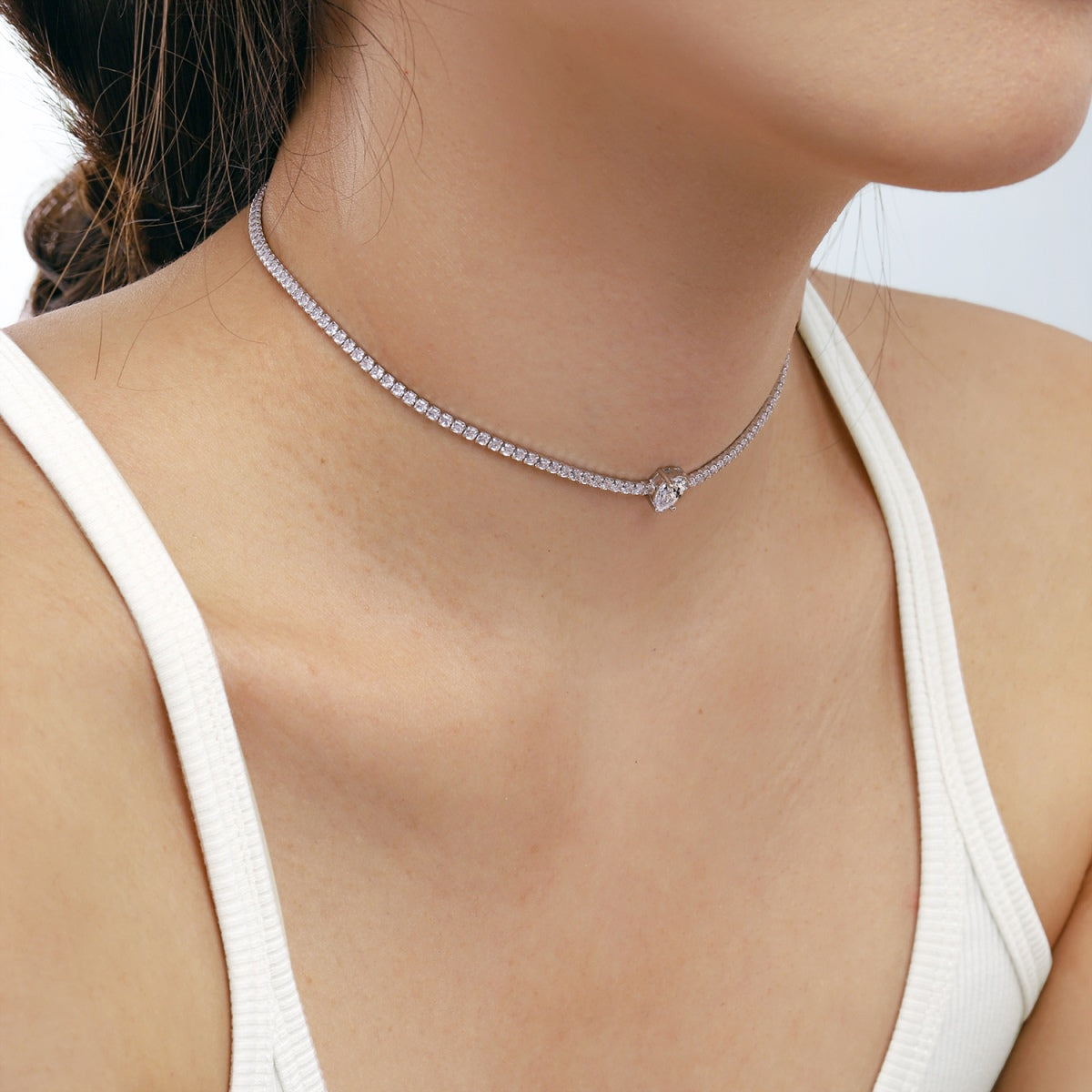 [Oramore Jewelry]1.0 carat Unique Pear Cut Tennis Necklace