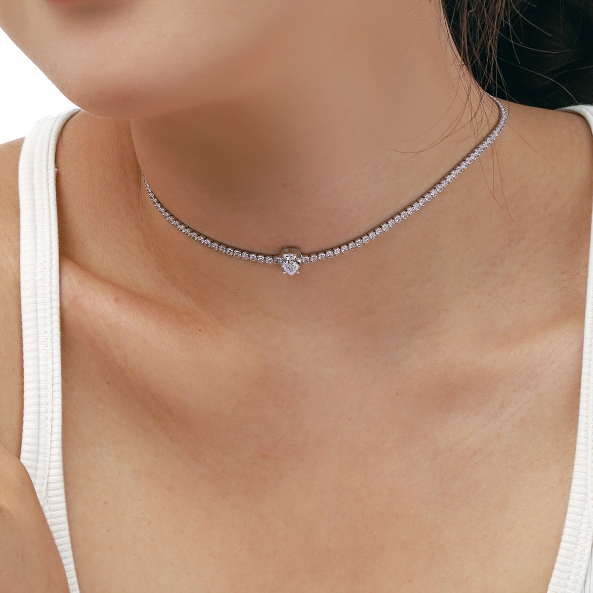 [Oramore Jewelry]1.0 carat Unique Pear Cut Tennis Necklace