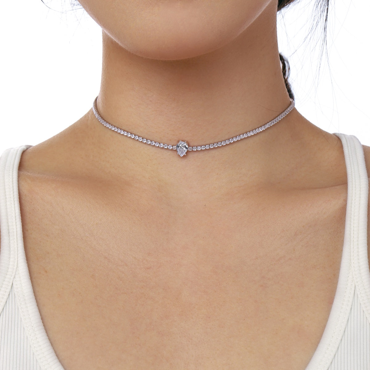 [Oramore Jewelry]1.0 carat Unique Pear Cut Tennis Necklace