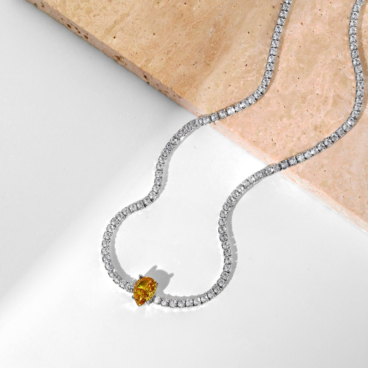 [Oramore Jewelry]1.0 carat Unique Pear Cut Tennis Necklace