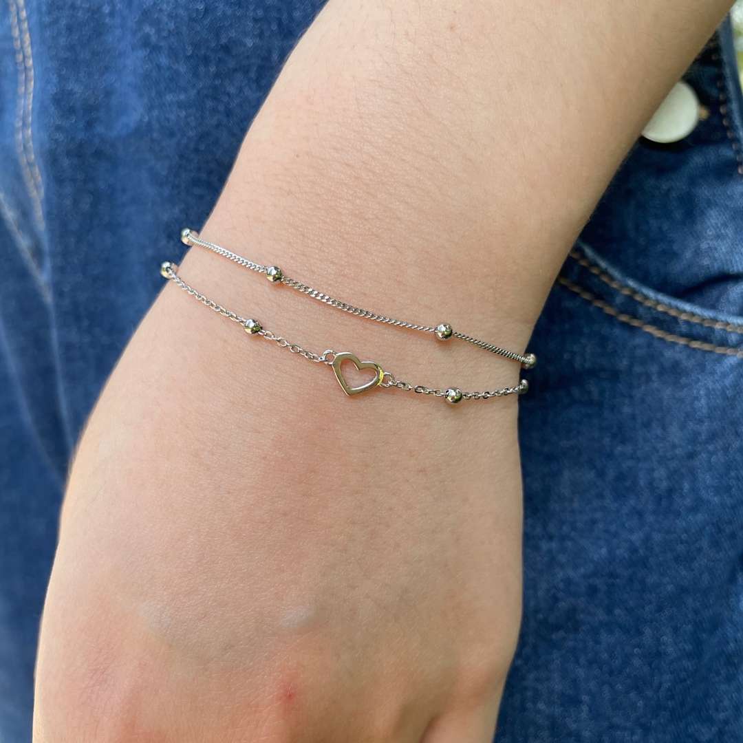 [Oramore Jewelry]Dainty Double Layer Love Heart Bracelet