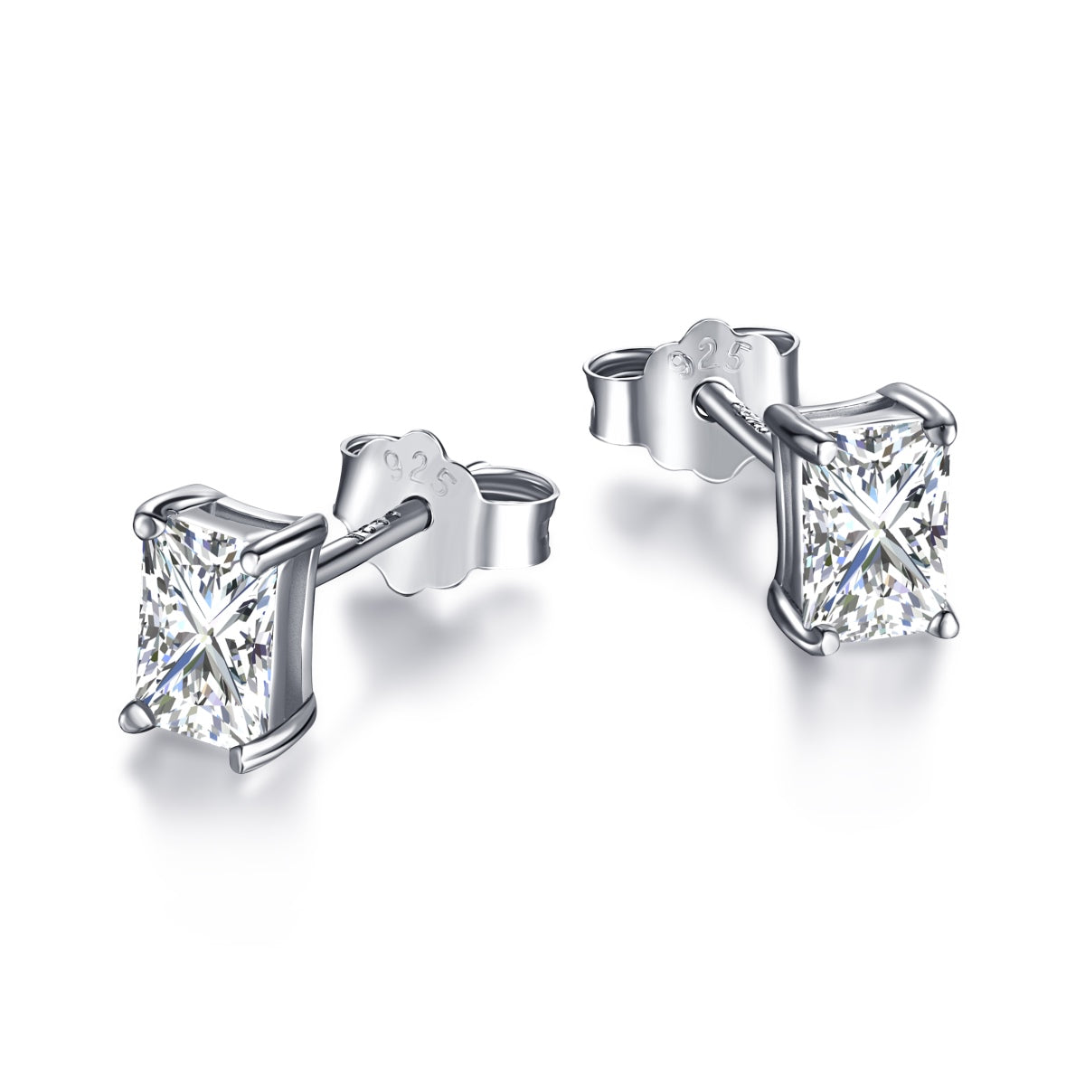 [Oramore Jewelry]Stylish Shiny Rectangular Center Stone Stud Earrings
