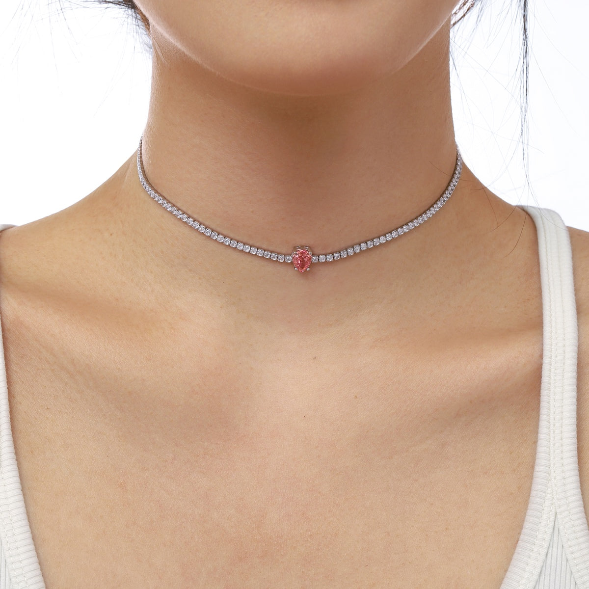 [Oramore Jewelry]1.0 carat Unique Pear Cut Tennis Necklace
