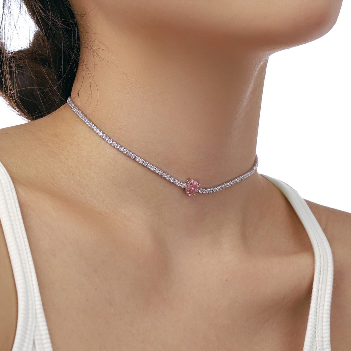 [Oramore Jewelry]1.0 carat Unique Pear Cut Tennis Necklace