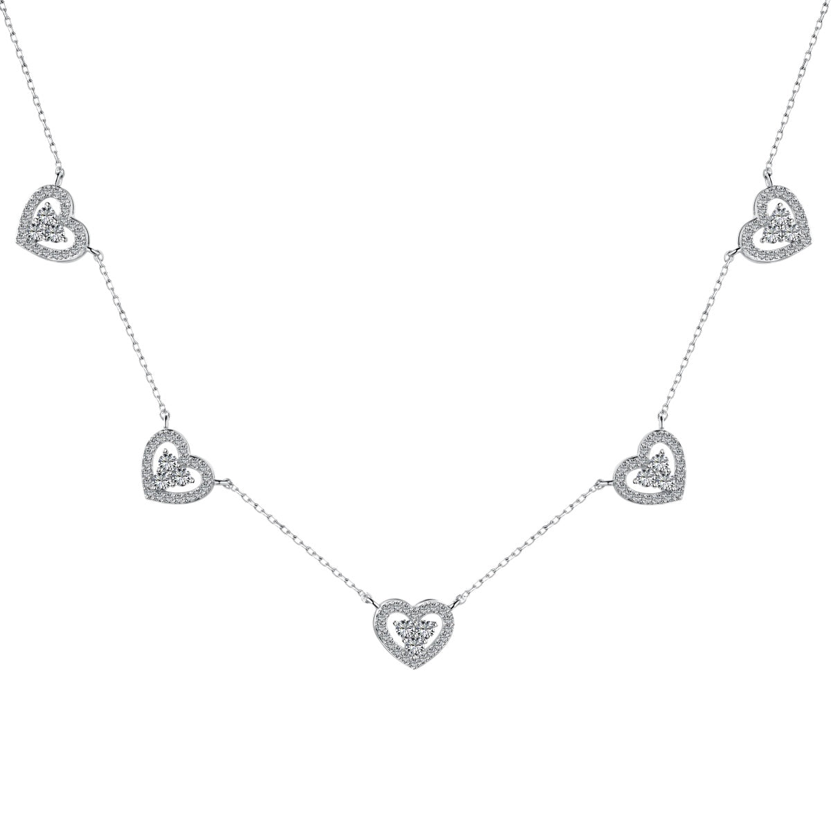 [Oramore Jewelry]Sparkling Five Heart Necklace