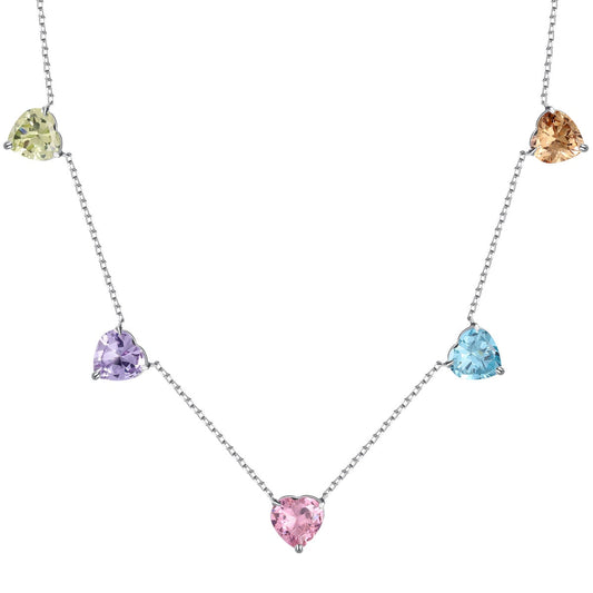 [Oramore Jewelry]Sparkling Colorful Heart Cut Necklace