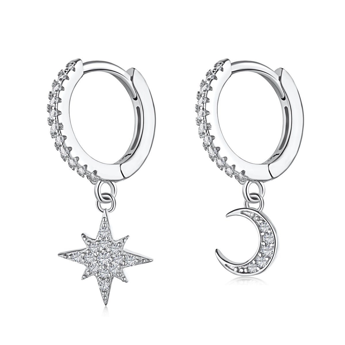 [Oramore Jewelry]Star and Moon Asymmetric Earrings