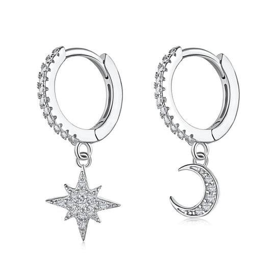 [Oramore Jewelry]Star and Moon Asymmetric Earrings