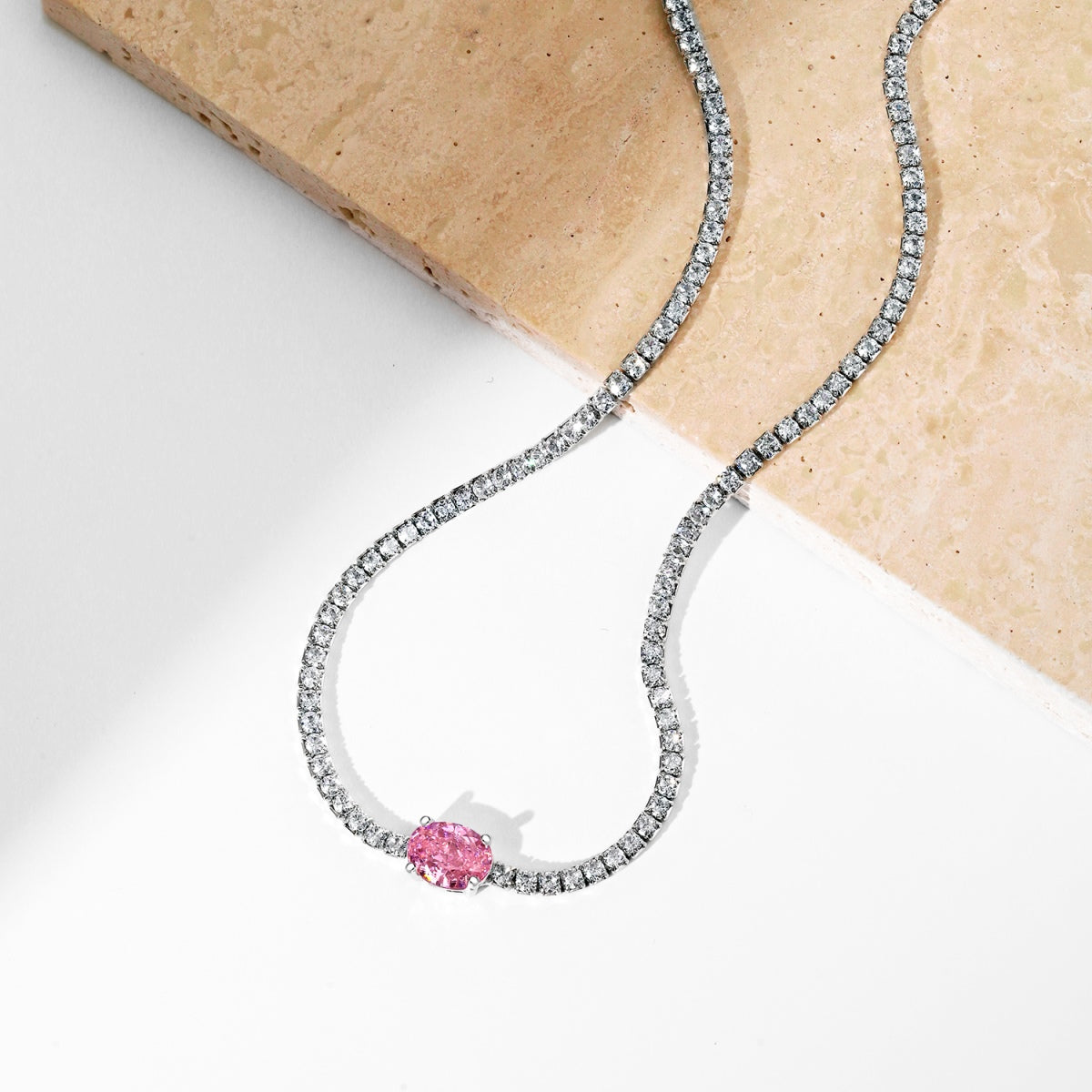 [Oramore Jewelry]1.0 Carat Shining Oval Cut Necklace