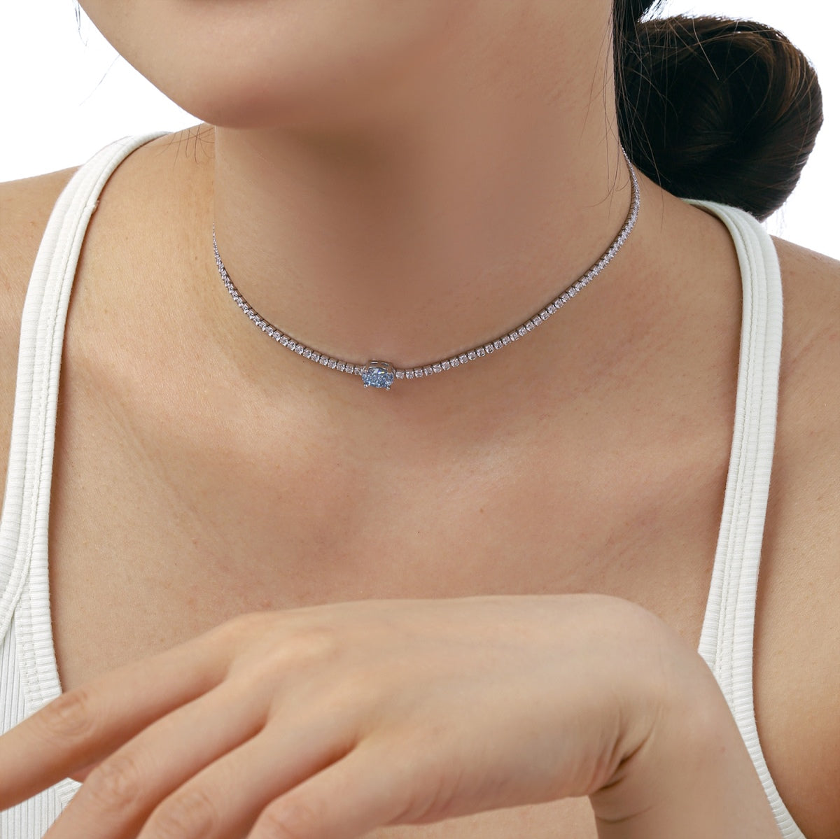 [Oramore Jewelry]1.0 Carat Shining Oval Cut Necklace
