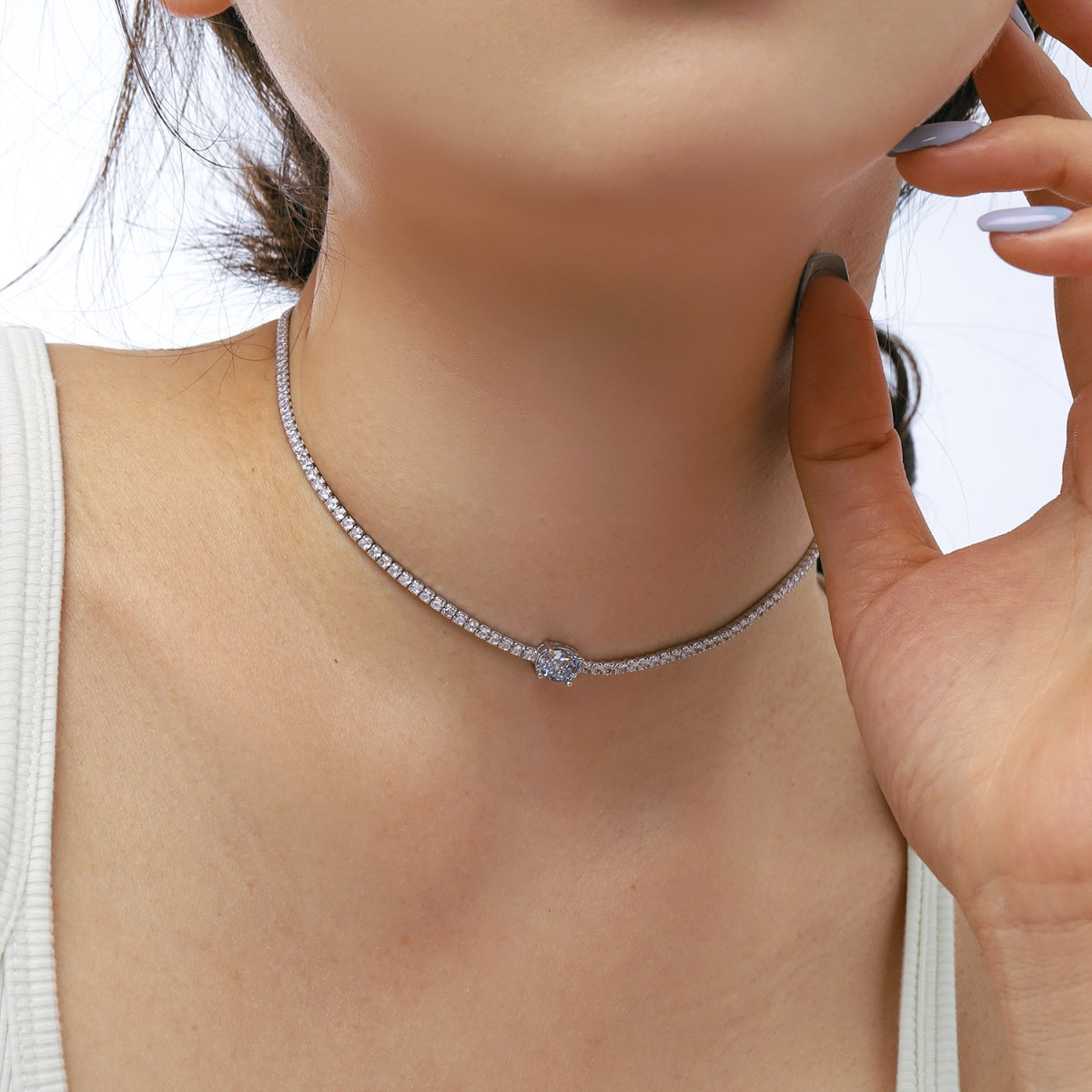 [Oramore Jewelry]1.0 Carat Shining Oval Cut Necklace