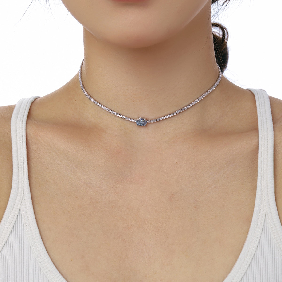 [Oramore Jewelry]1.0 Carat Shining Oval Cut Necklace