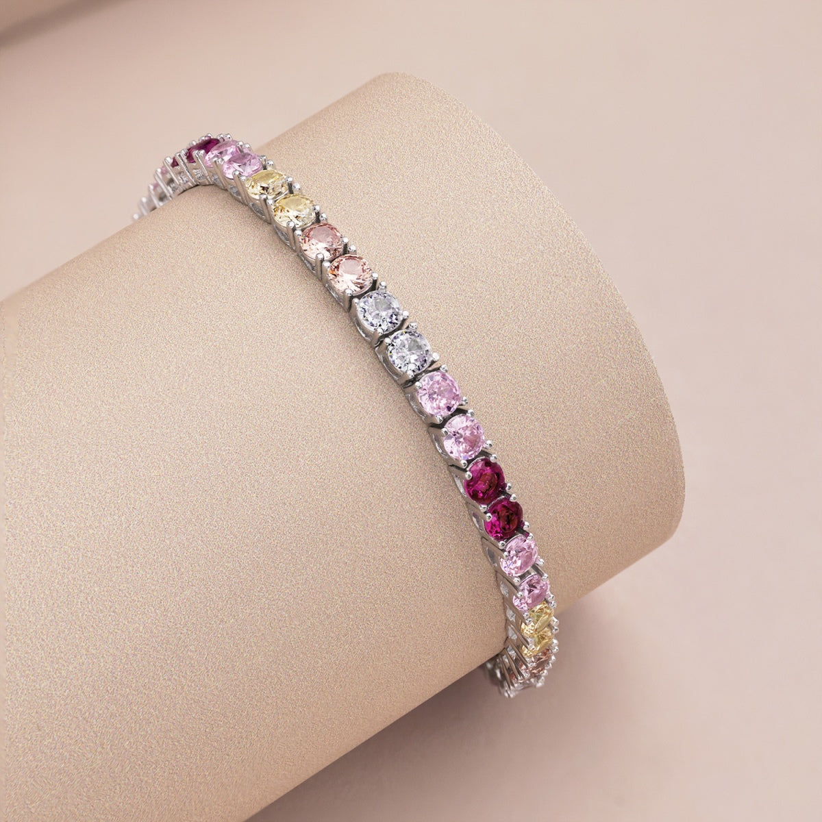 [Oramore Jewelry]Radiant Colorful Round Cut Tennis Bracelet