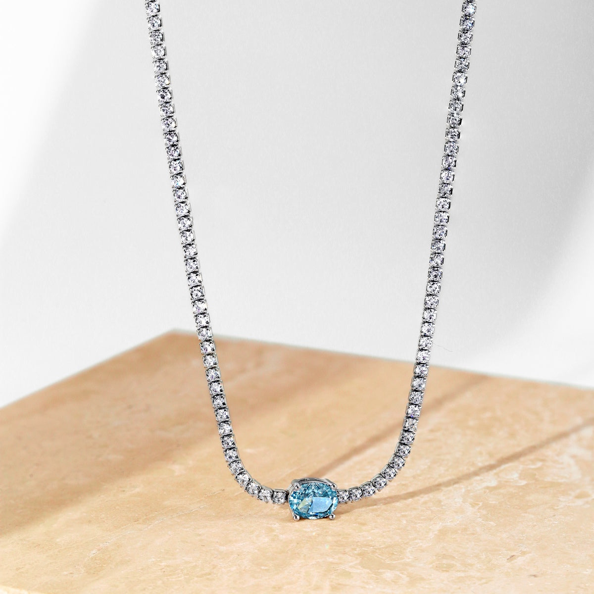 [Oramore Jewelry]1.0 Carat Shining Oval Cut Necklace