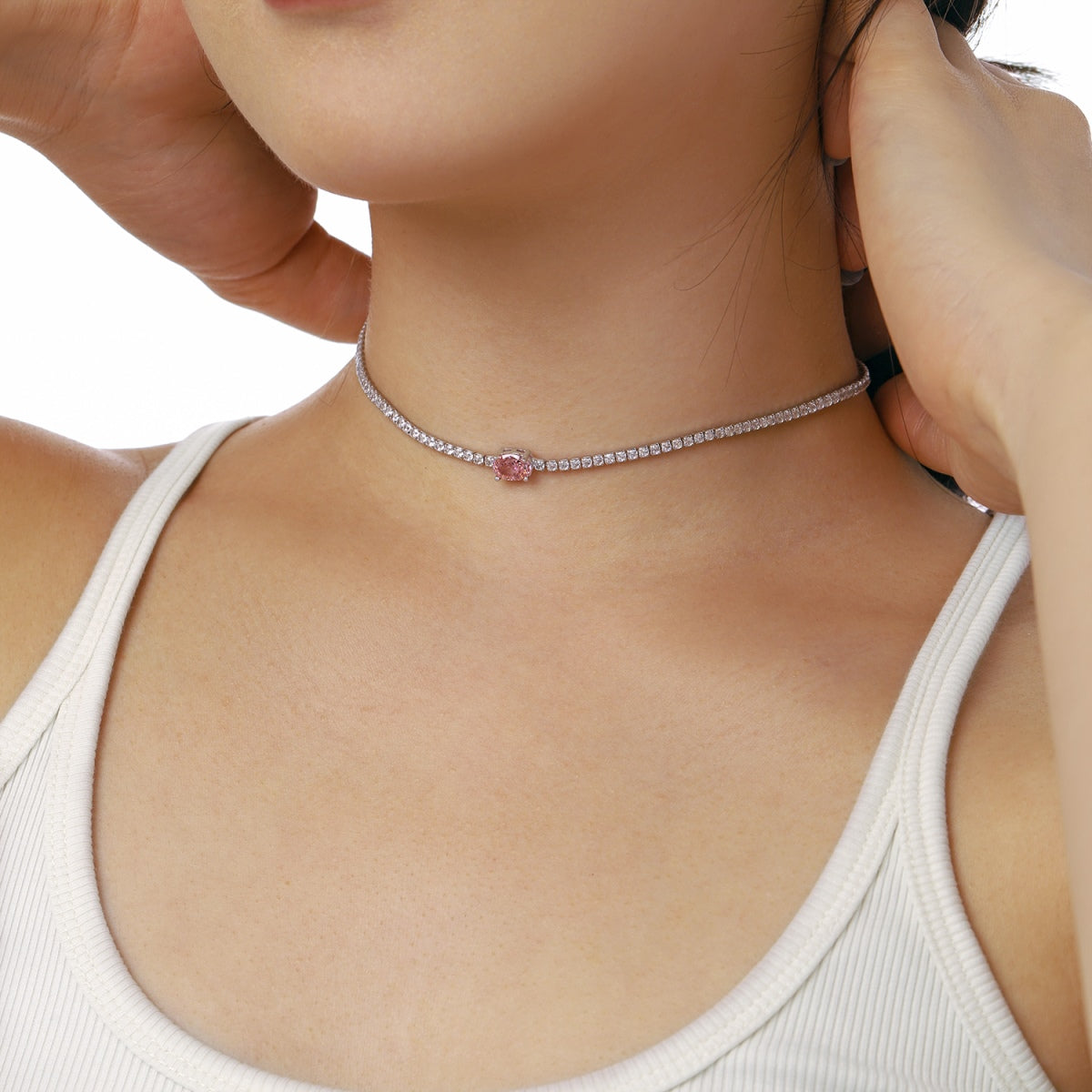 [Oramore Jewelry]1.0 Carat Shining Oval Cut Necklace