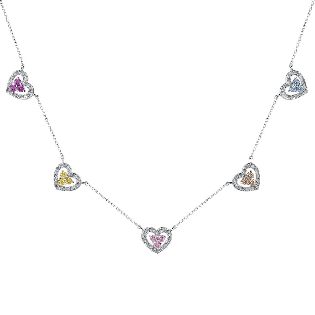 [Oramore Jewelry]Sparkling Five Heart Necklace