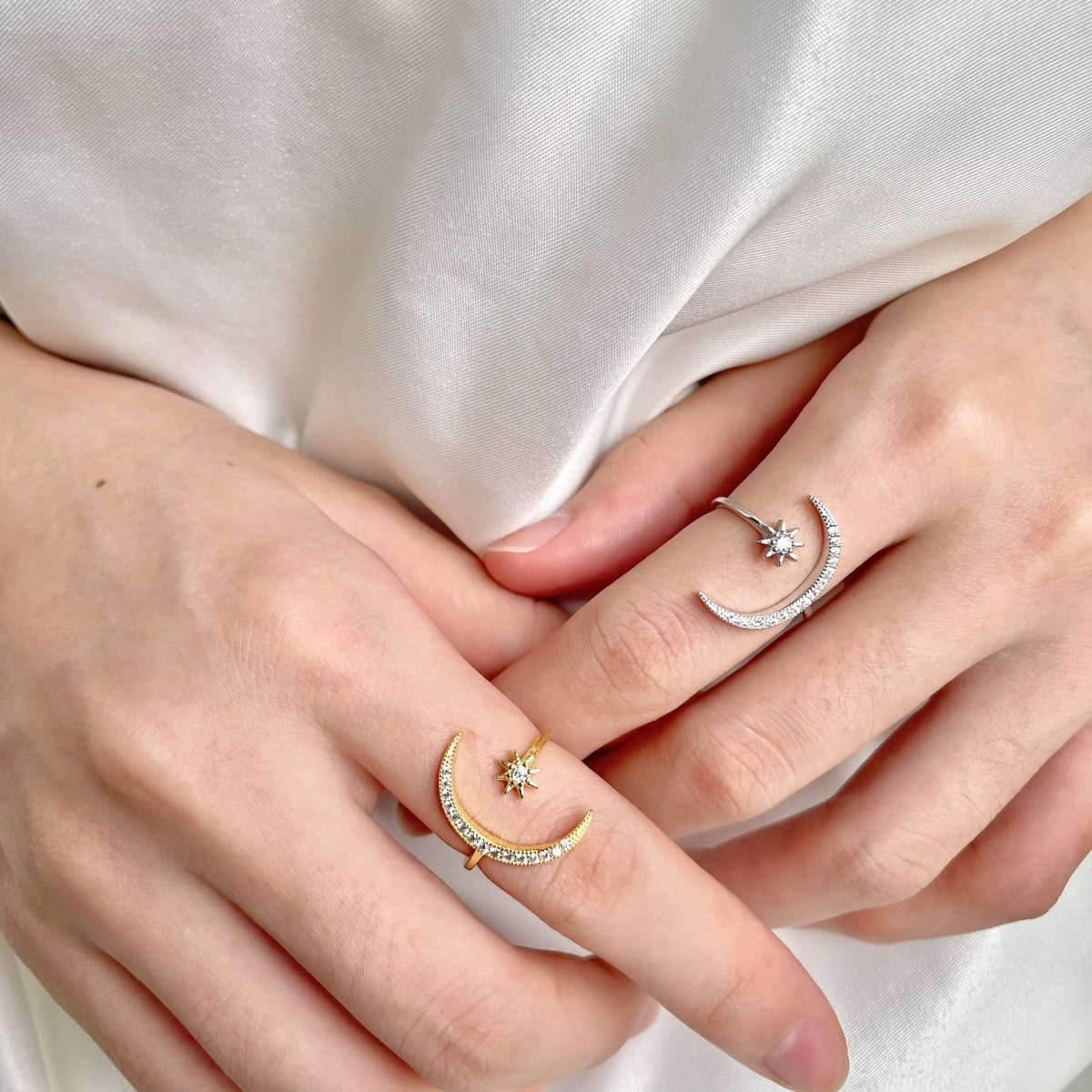 [Oramore  Jewelry]Eternity Moon & Star Ring
