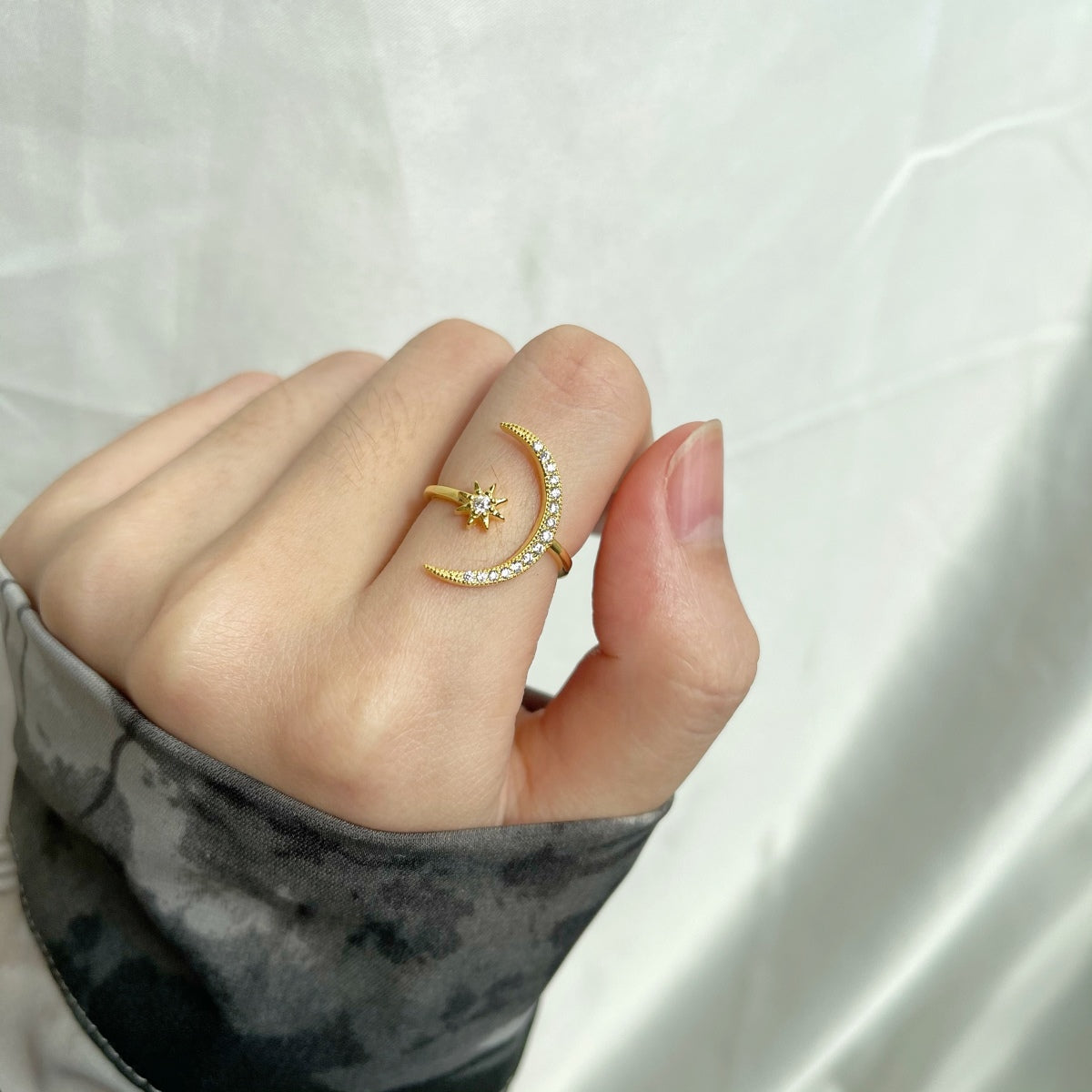 [Oramore  Jewelry]Eternity Moon & Star Ring