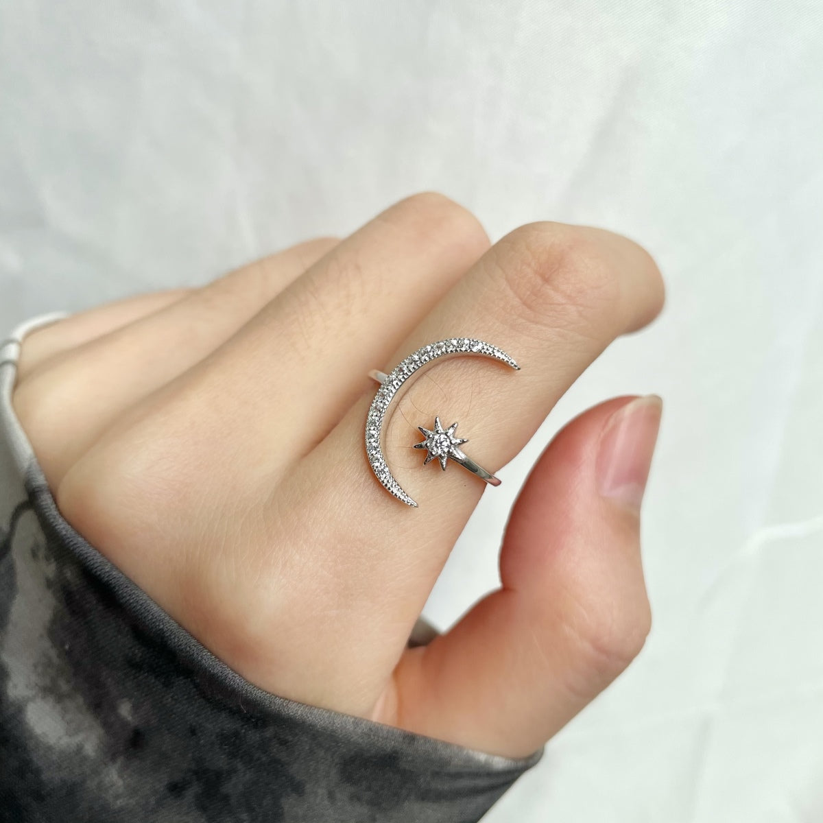 [Oramore  Jewelry]Eternity Moon & Star Ring