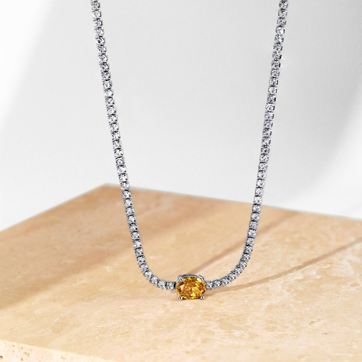 [Oramore Jewelry]1.0 Carat Shining Oval Cut Necklace