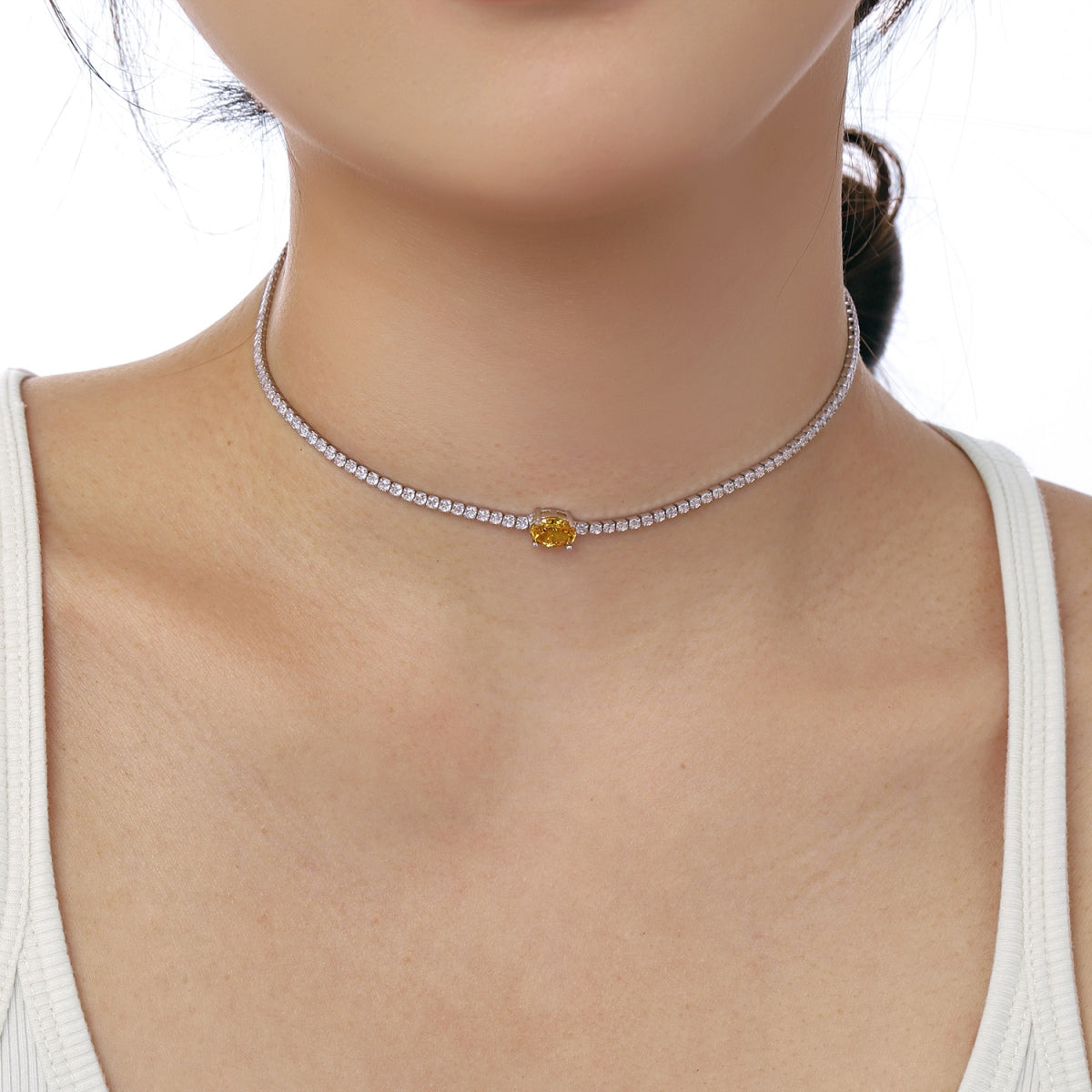 [Oramore Jewelry]1.0 Carat Shining Oval Cut Necklace
