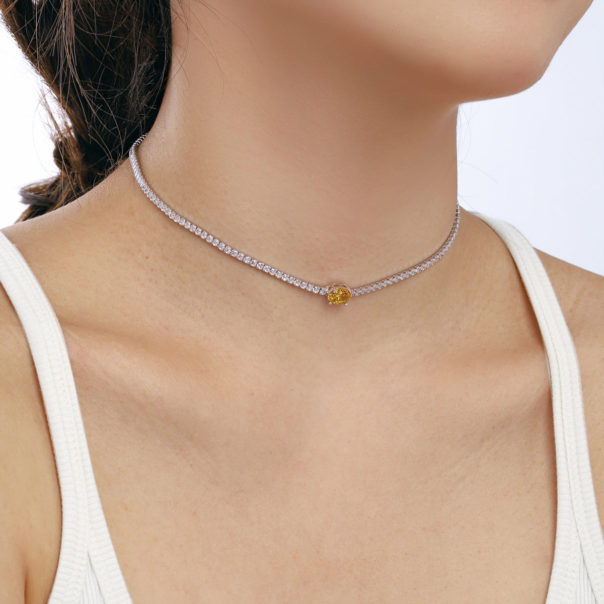 [Oramore Jewelry]1.0 Carat Shining Oval Cut Necklace