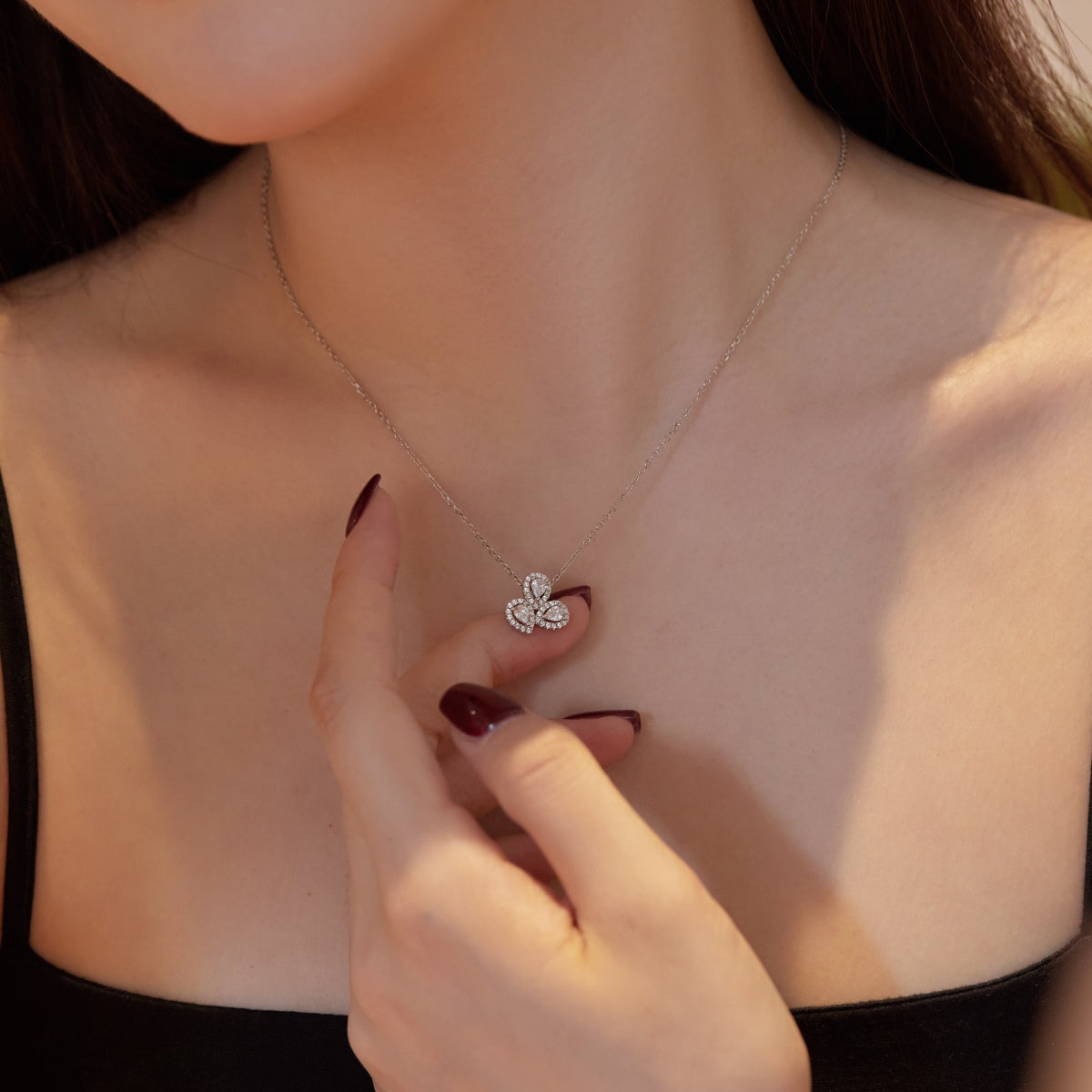 [Oramore Jewelry]Elegant Flower Shape Pear Cut Necklace