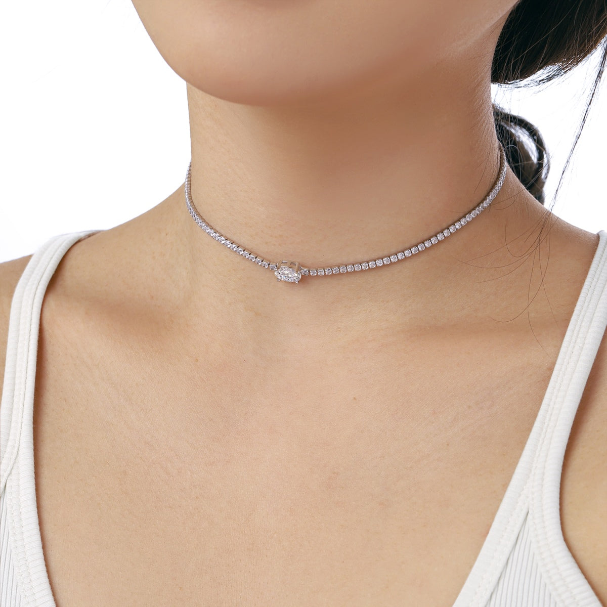 [Oramore Jewelry]1.0 Carat Shining Oval Cut Necklace
