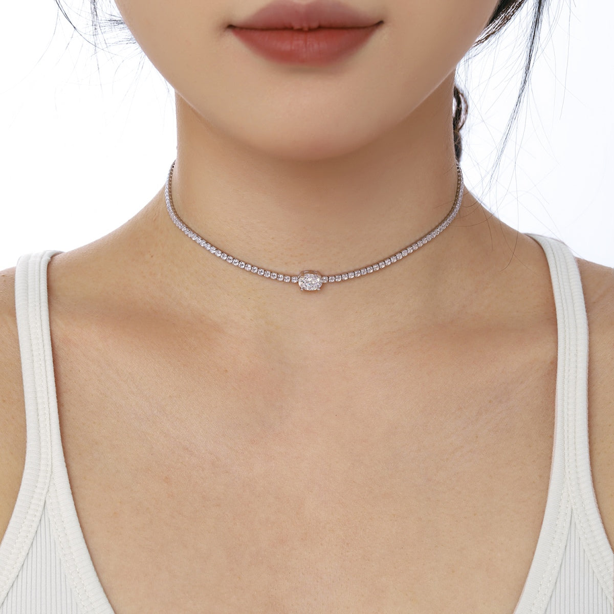 [Oramore Jewelry]1.0 Carat Shining Oval Cut Necklace