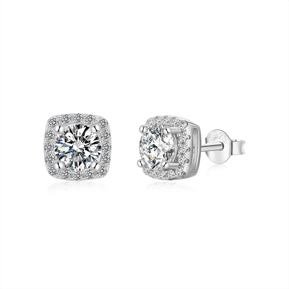 [Oramore Jewelry]Classic Round Center Stone Stud Earrings