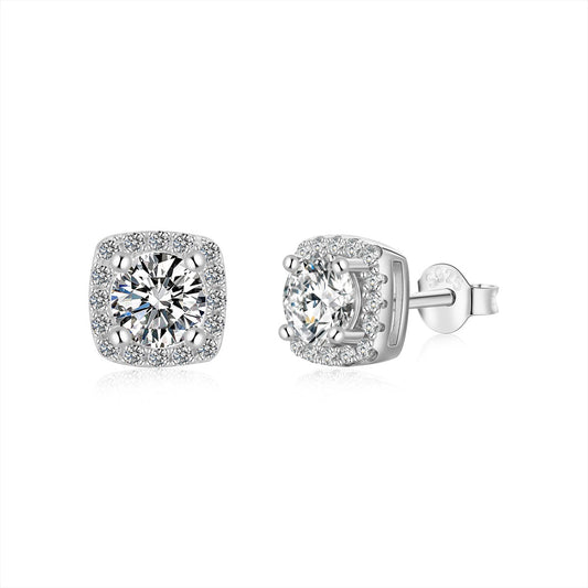[Oramore Jewelry]Classic Round Center Stone Stud Earrings