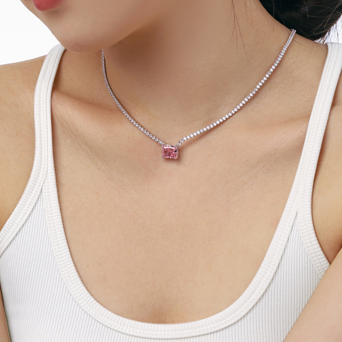 [Oramore Jewelry]4.0 Carat Elegant Radiant Cut Necklace