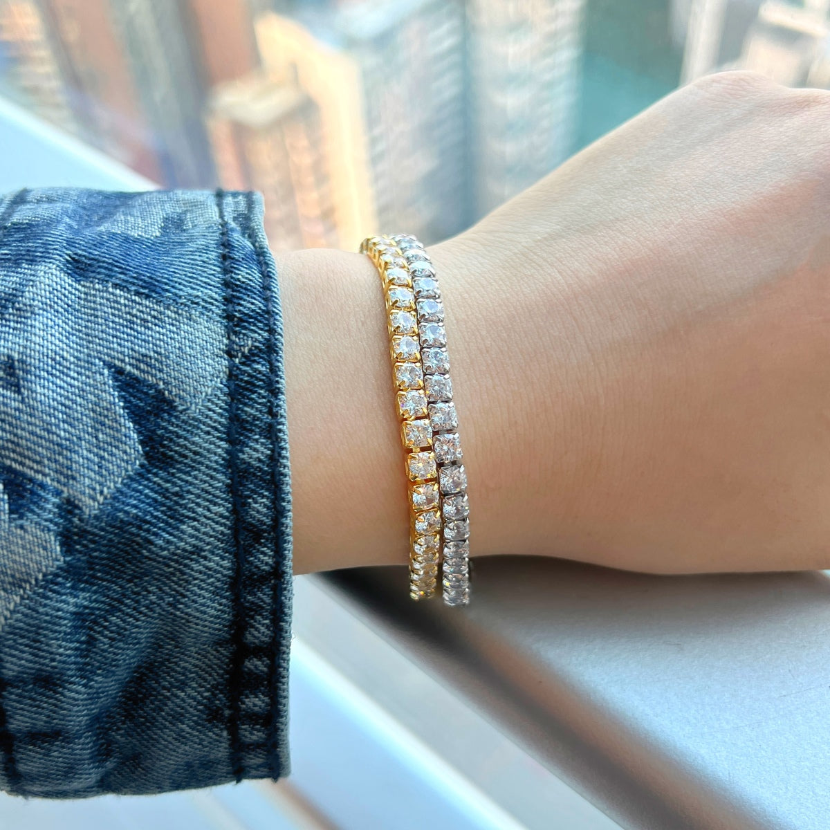[Oramore Jewelry]Sparkling Radiant Princess Cut Tennis Bracelet