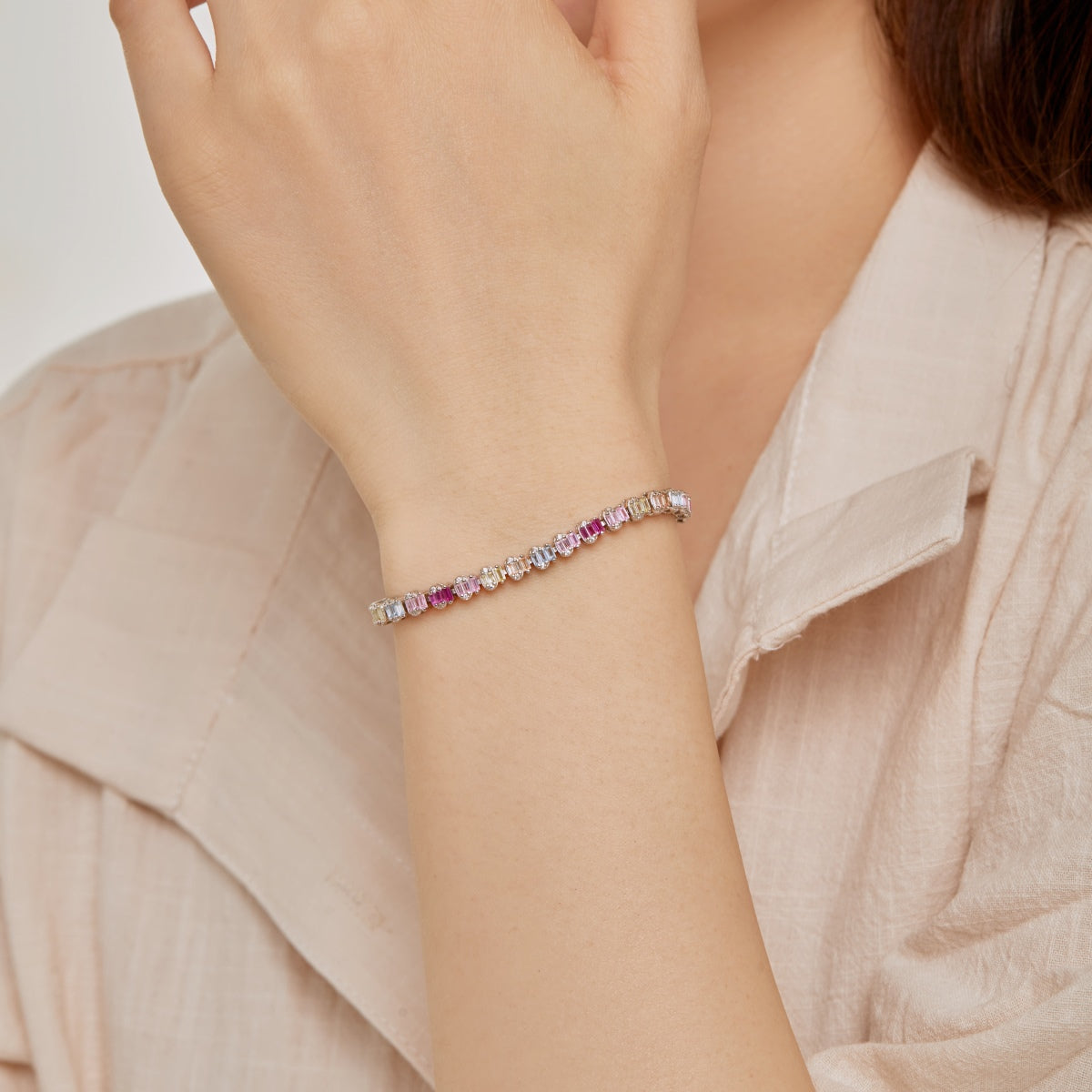 [Oramore Jewelry]Delicate Colorful Emerald Cut Party Bracelet