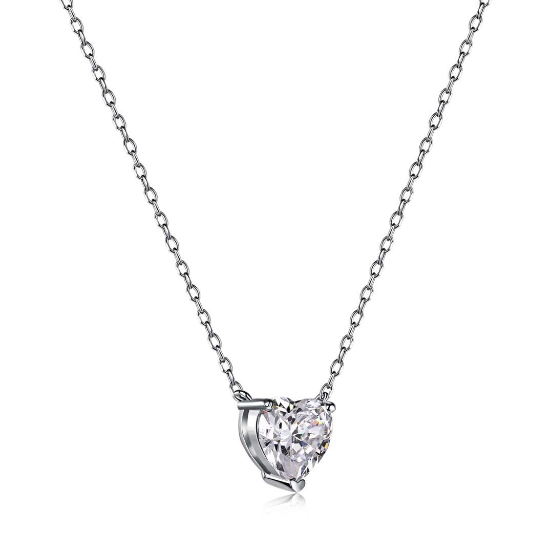 [Oramore Jewelry]Heart Shape Main Stone Pendant Collarbone Necklace