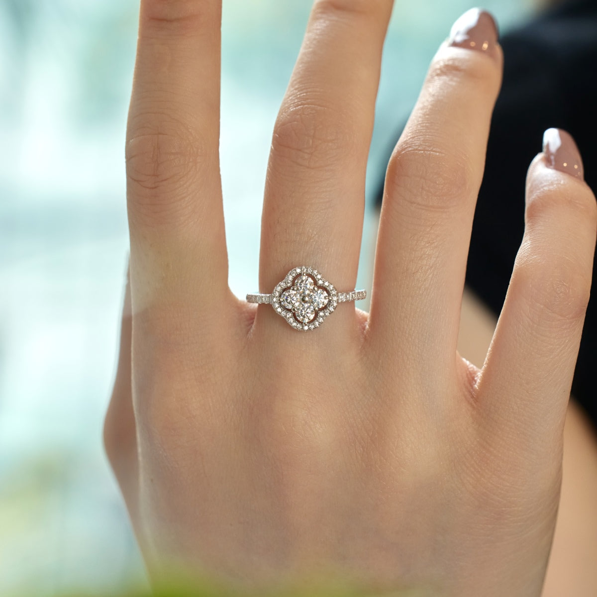 [Oramore Jewelry]Four Leaf Clover Flower Design Ring