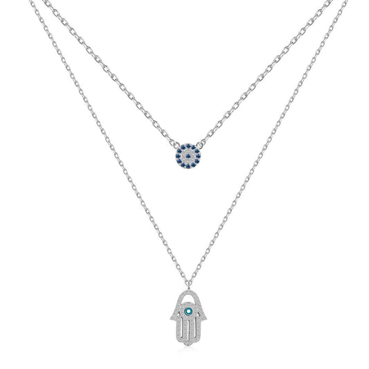 [Oramore Jewelry]Demon Eye Hamsa Palm Necklace