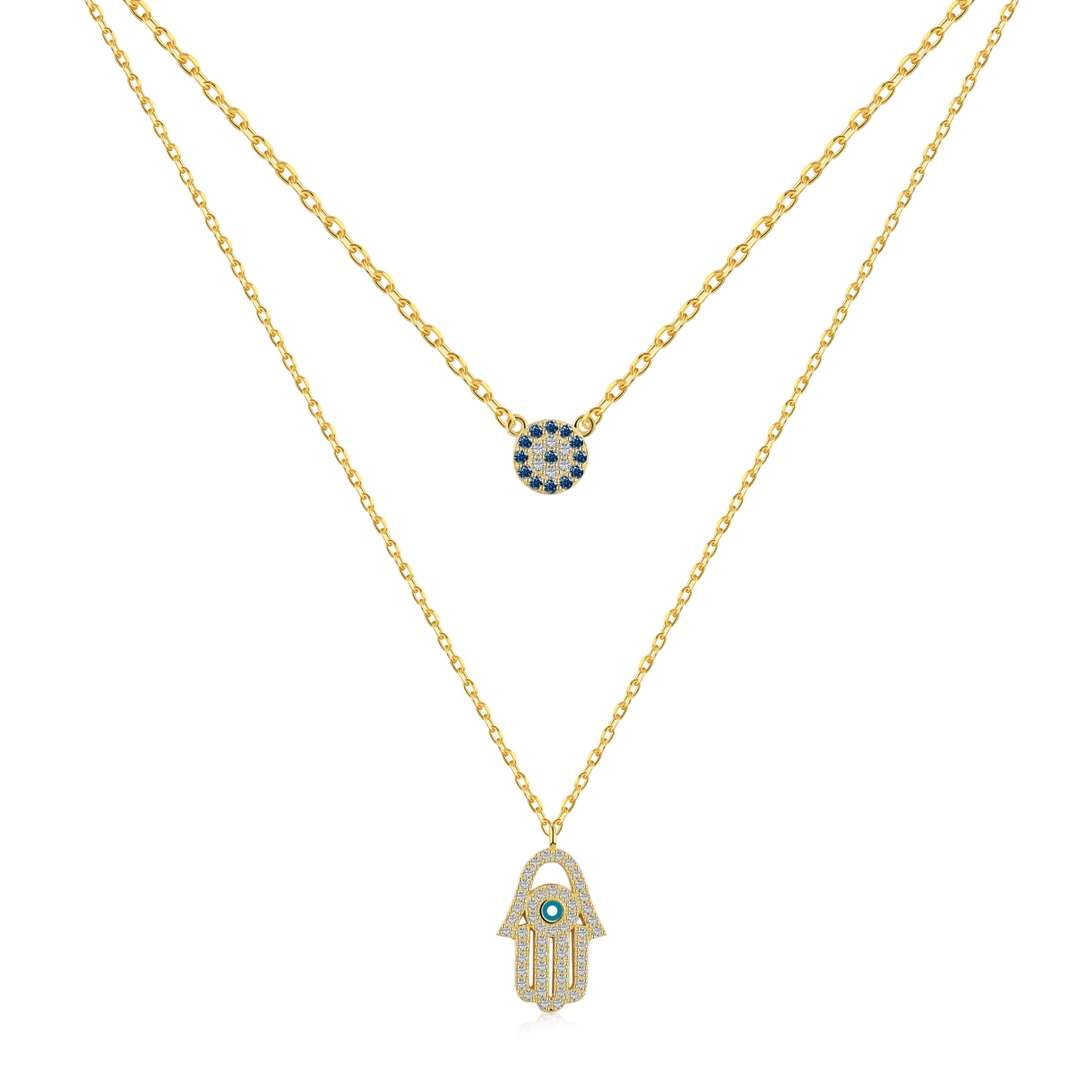 [Oramore Jewelry]Demon Eye Hamsa Palm Necklace