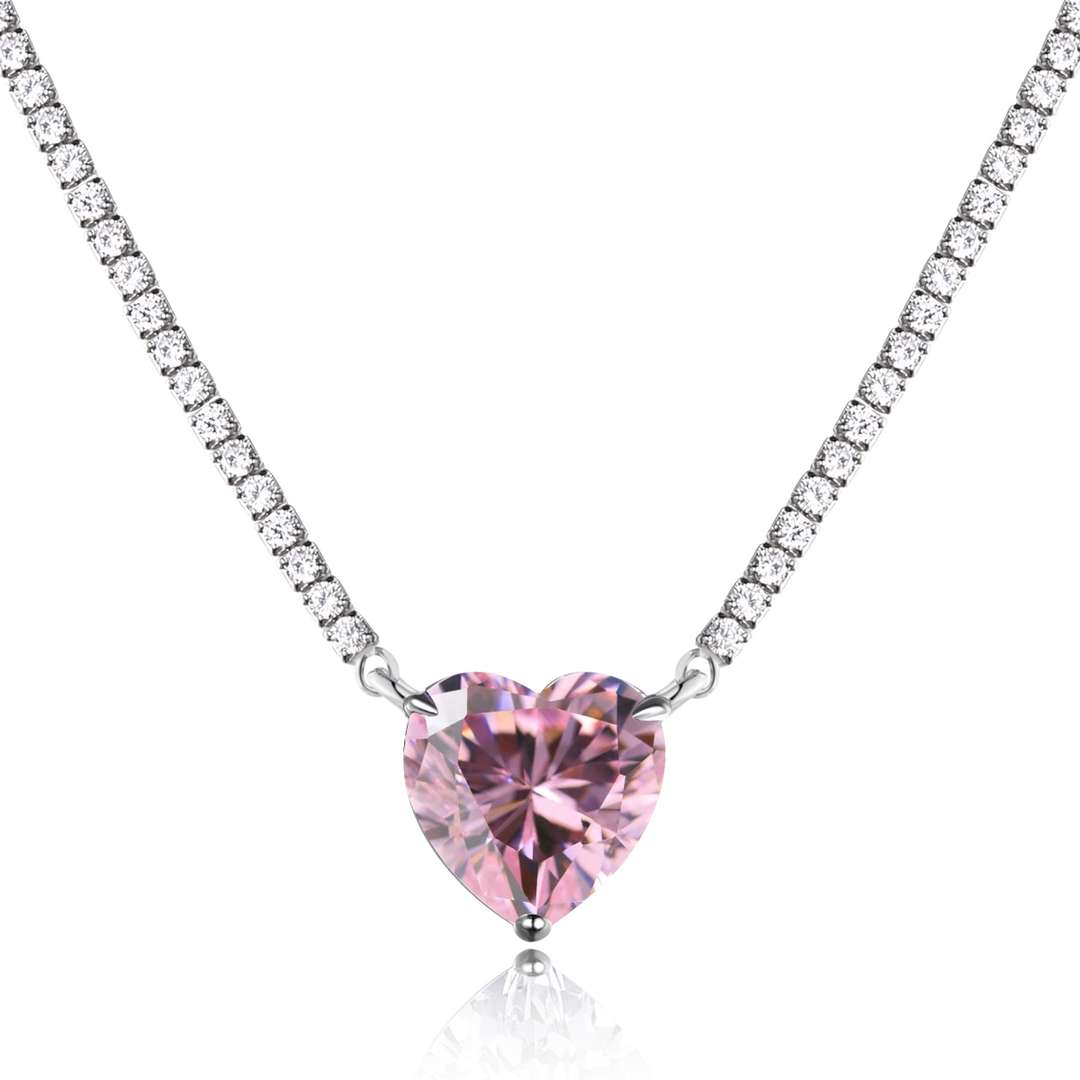 [Oramore Jewelry]8.0 Carat Versatile Colorful Sweet Heart-Shaped Tennis Necklace
