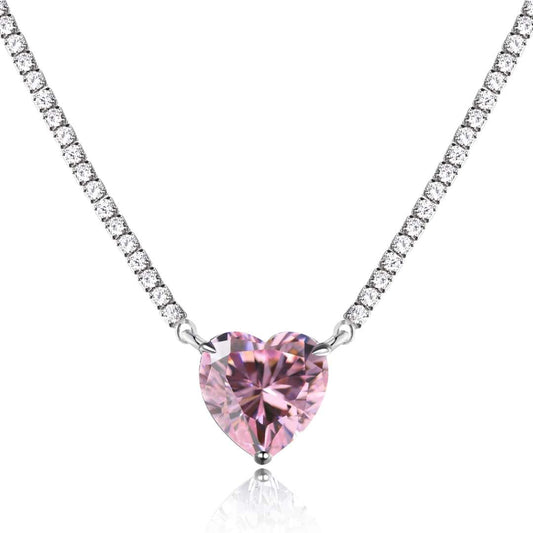 [Oramore Jewelry]8.0 Carat Versatile Colorful Sweet Heart-Shaped Tennis Necklace